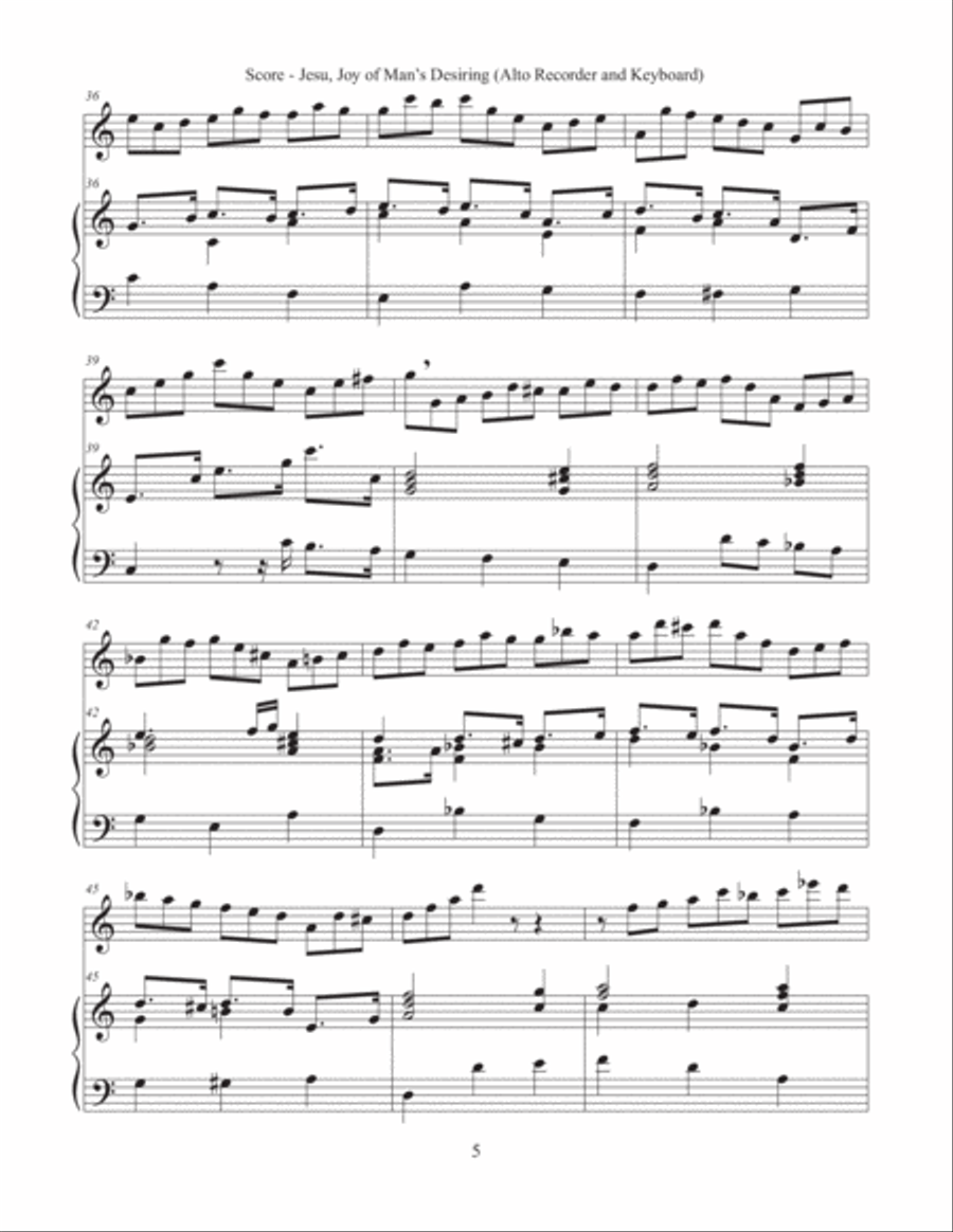 Jesu, Joy of Man's Desiring (Alto Recorder and Keyboard) Alto Recorder scores gallery preview page 5