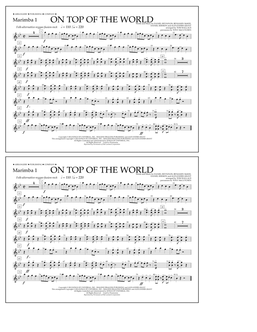 On Top of the World - Marimba 1