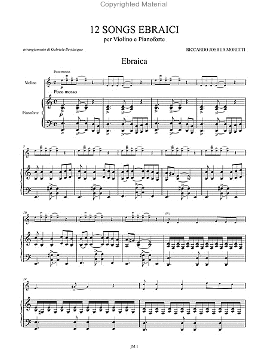 12 Jewish Songs for Violin and Piano (2006) Violin Solo scores gallery preview page 2