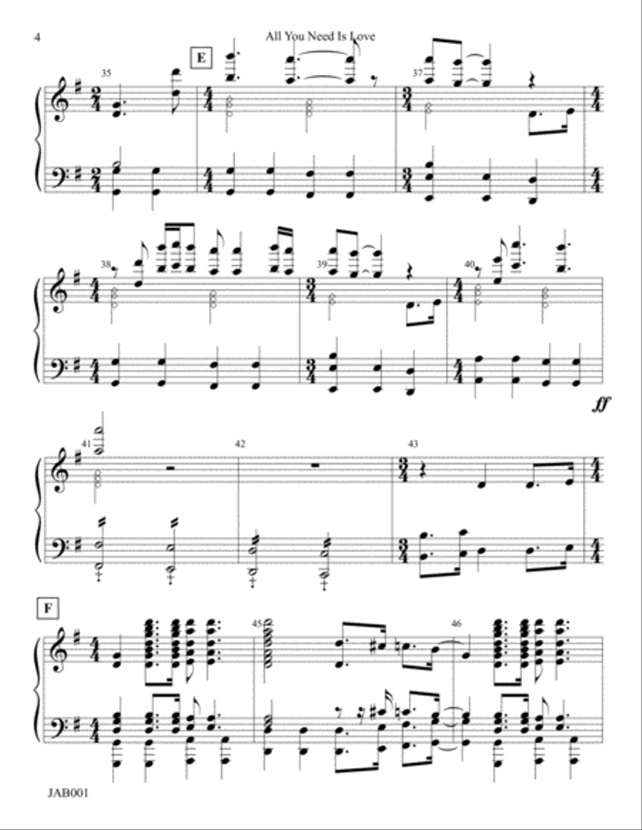 All You Need Is Love Handbell Choir scores gallery preview page 4