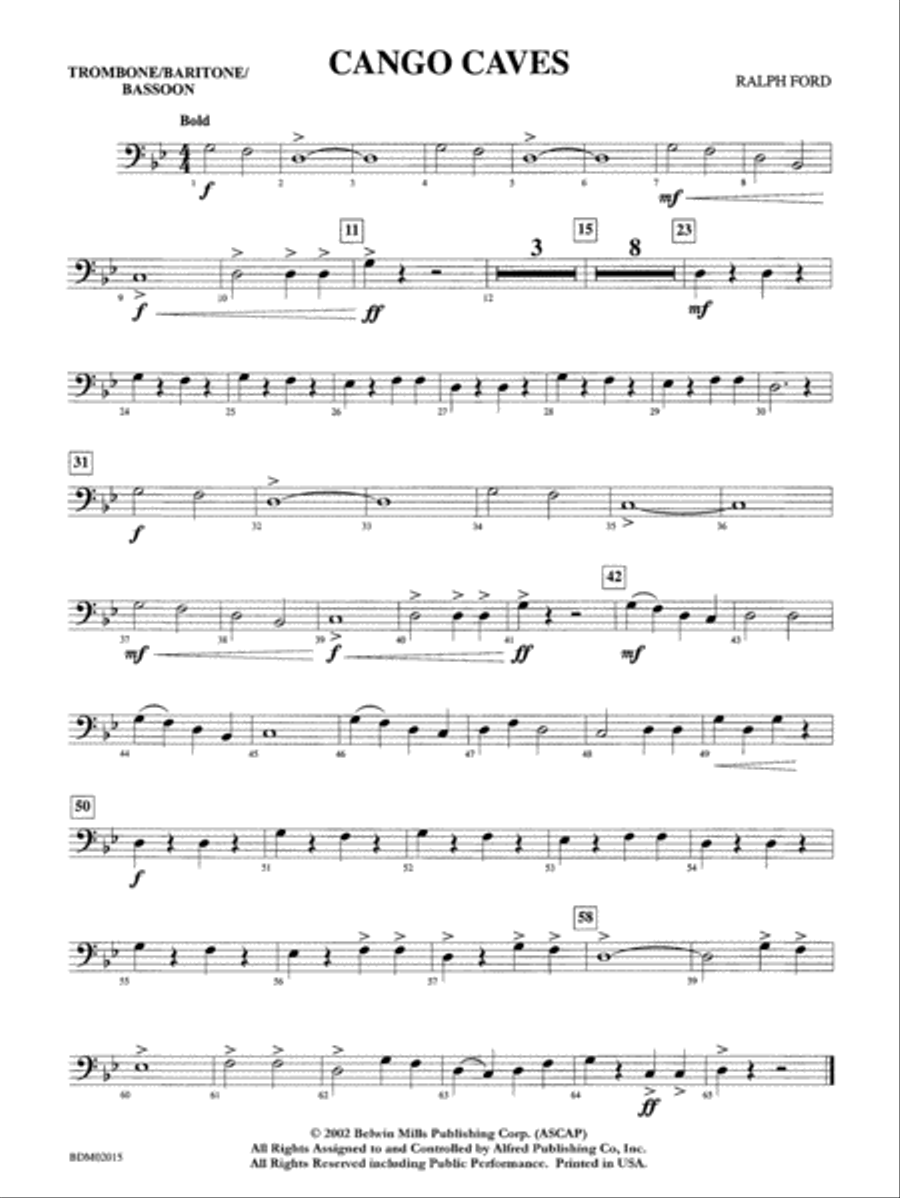 Cango Caves: 1st Trombone Concert Band scores gallery preview page 1