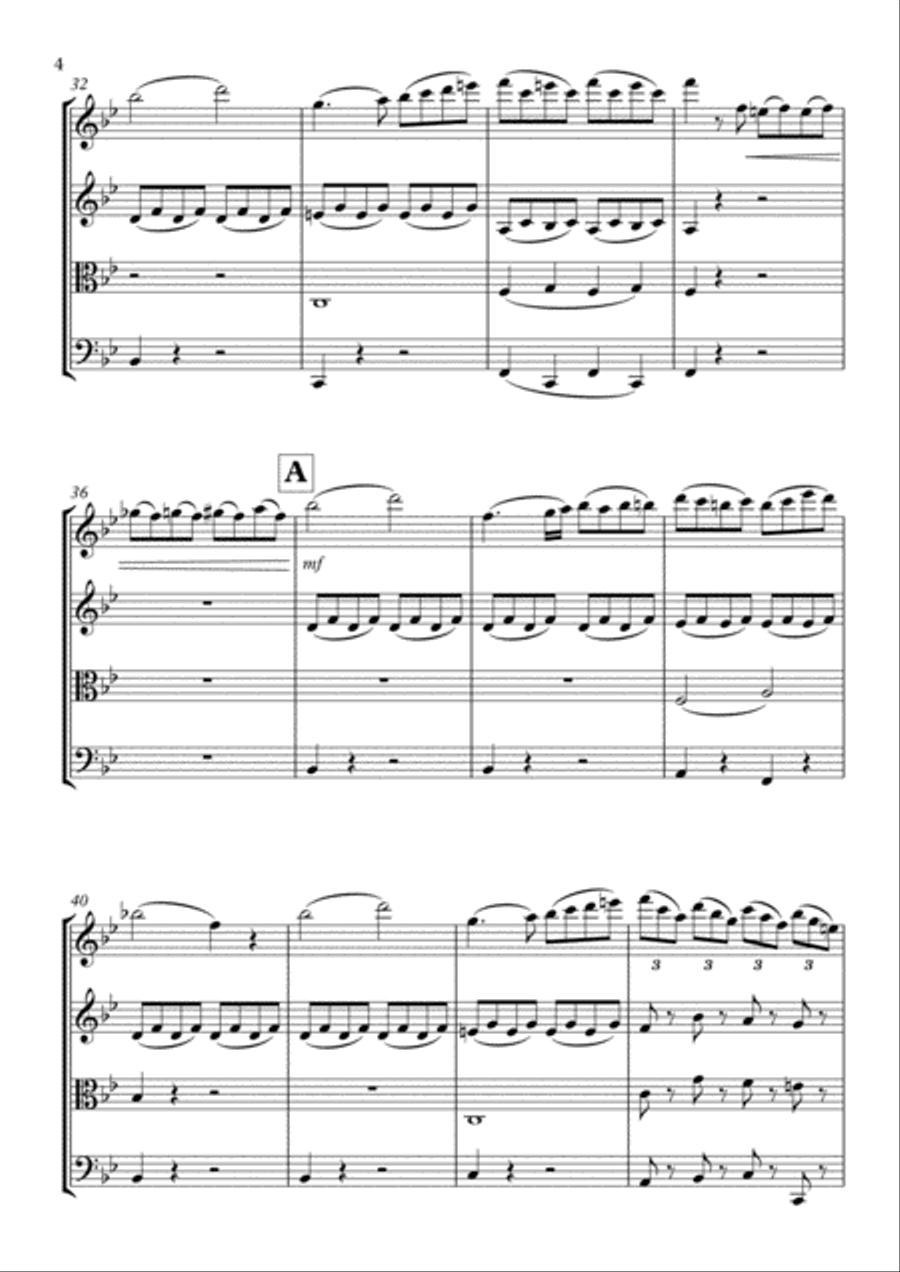 Sonata No.4 in Bb String Quartet scores gallery preview page 4