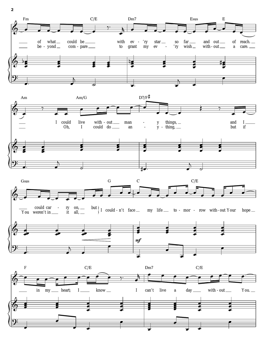 Can't Live A Day Piano, Vocal scores gallery preview page 2
