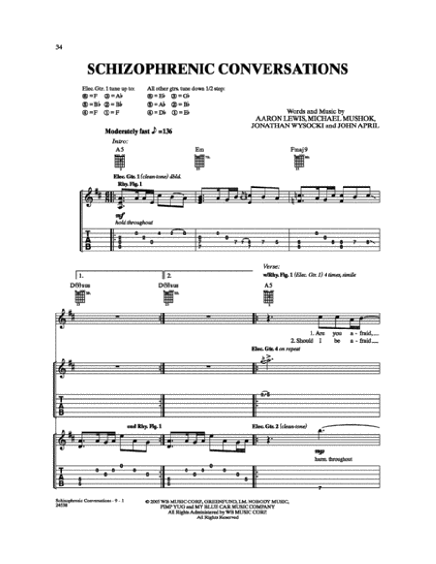Schizophrenic Conversations Electric Guitar scores gallery preview page 1