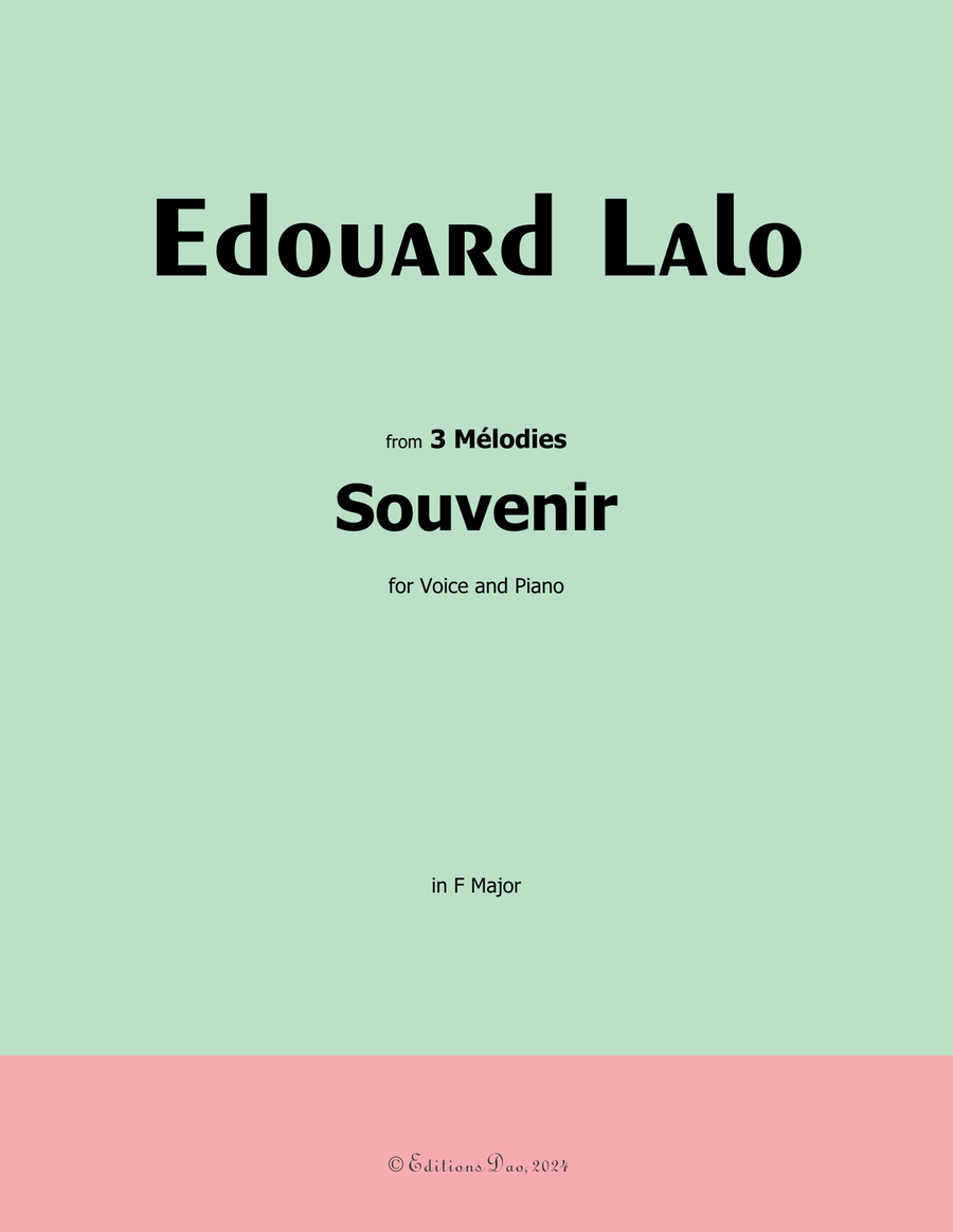 Souvenir, by Edouard Lalo, in F Major Piano, Vocal scores gallery preview page 1