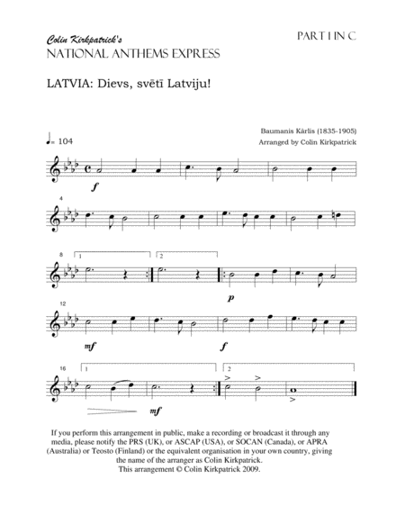 Latvia National Anthem: Dievs, svētī Latviju! image number null