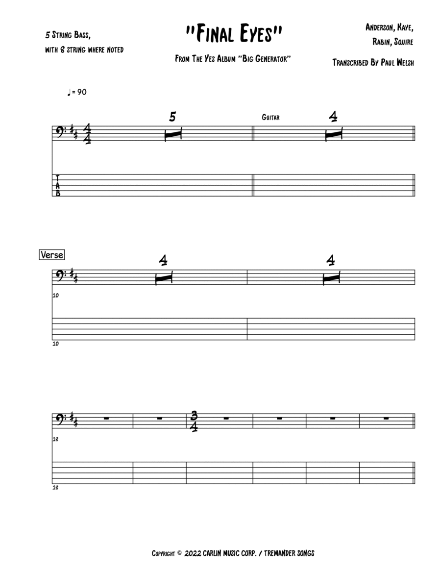 Final Eyes Bass Guitar scores gallery preview page 1