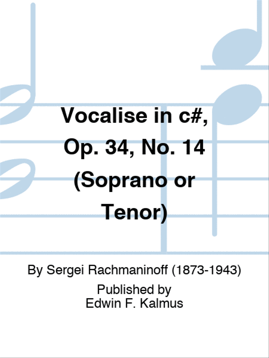 Vocalise in c#, Op. 34, No. 14 (Soprano or Tenor) Vocal Score scores gallery preview page 1
