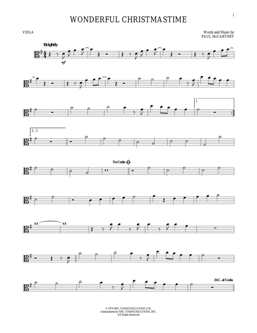Wonderful Christmastime Wonderful Christmastime Viola Solo scores gallery preview page 1