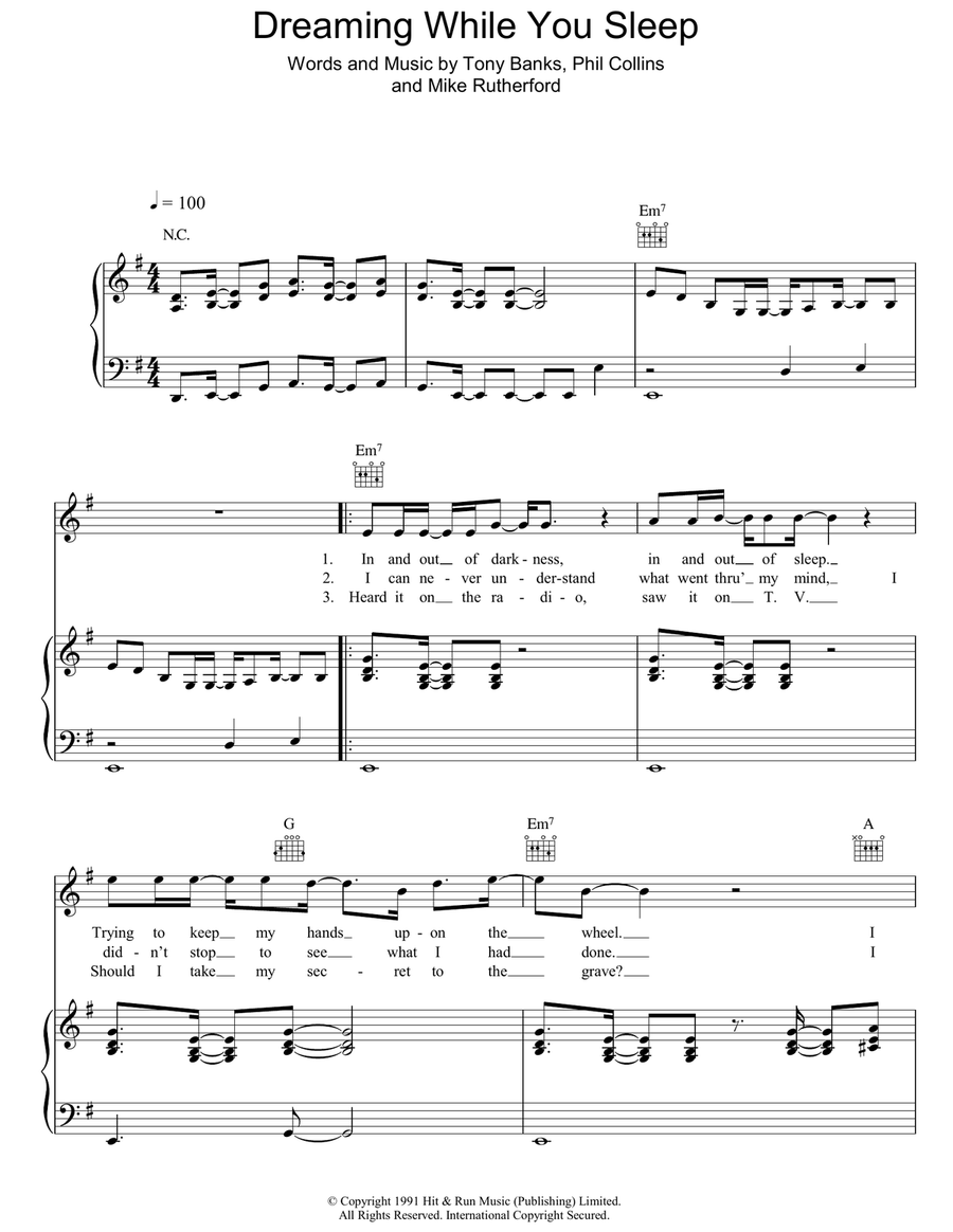 Dreaming While You Sleep Dreaming While You Sleep Piano, Vocal, Guitar scores gallery preview page 1