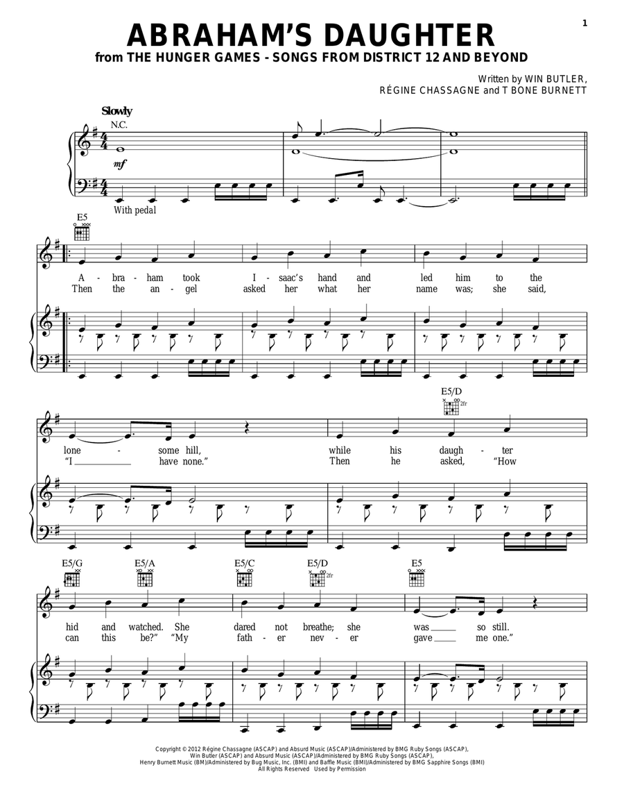 Abraham's Daughter Abraham's Daughter Piano, Vocal, Guitar scores gallery preview page 1