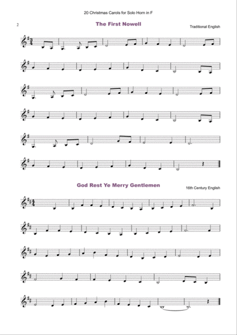 20 Favourite Christmas Carols for solo French Horn in F and Piano Piano scores gallery preview page 3