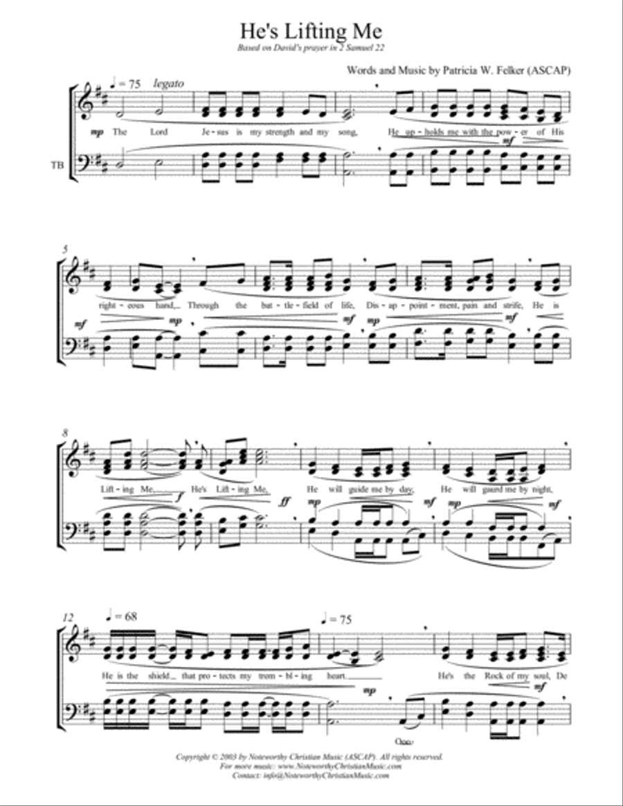 He's Lifting Me 4-Part scores gallery preview page 1