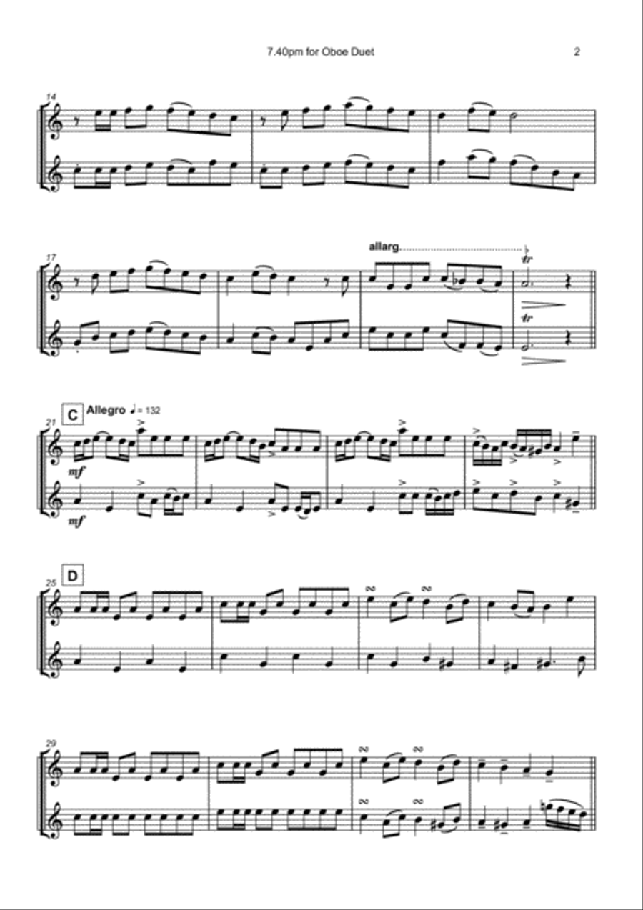7.40pm, Traditional Klezmer tune for Oboe Duet Woodwind Duet scores gallery preview page 3