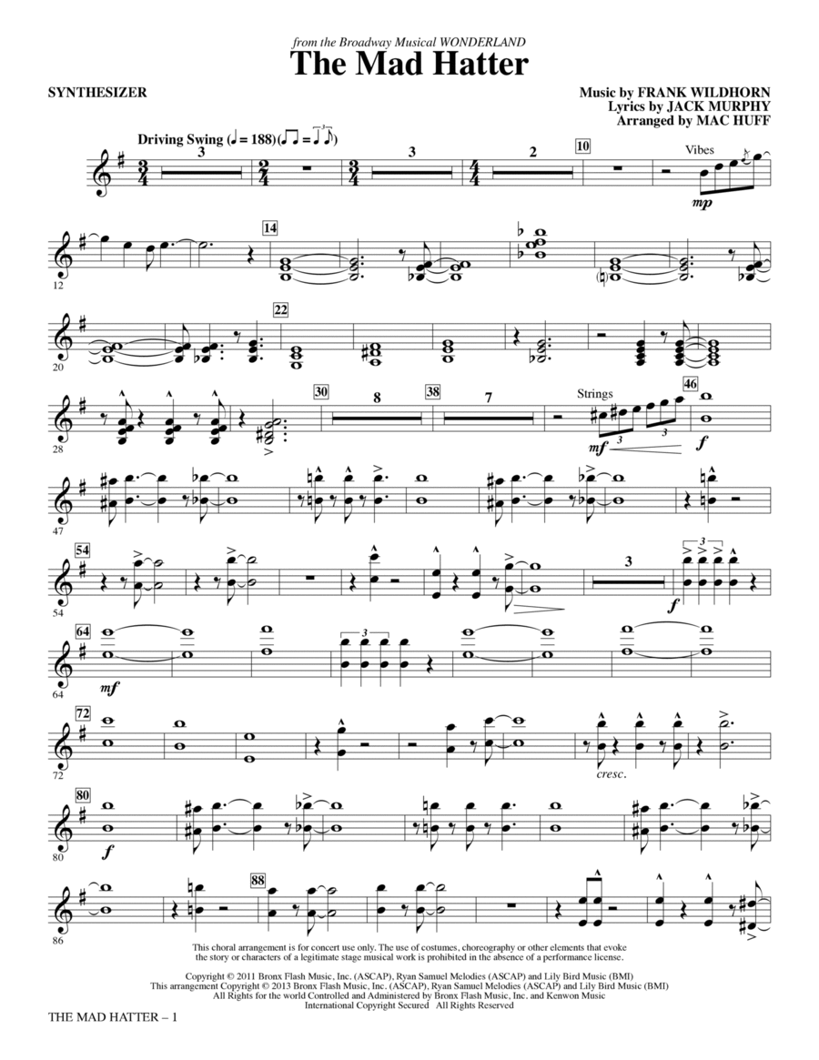 The Mad Hatter - Synthesizer Choir scores gallery preview page 1