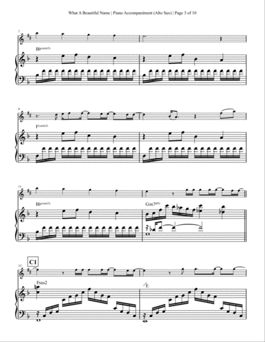 What A Beautiful Name Alto Saxophone scores gallery preview page 3