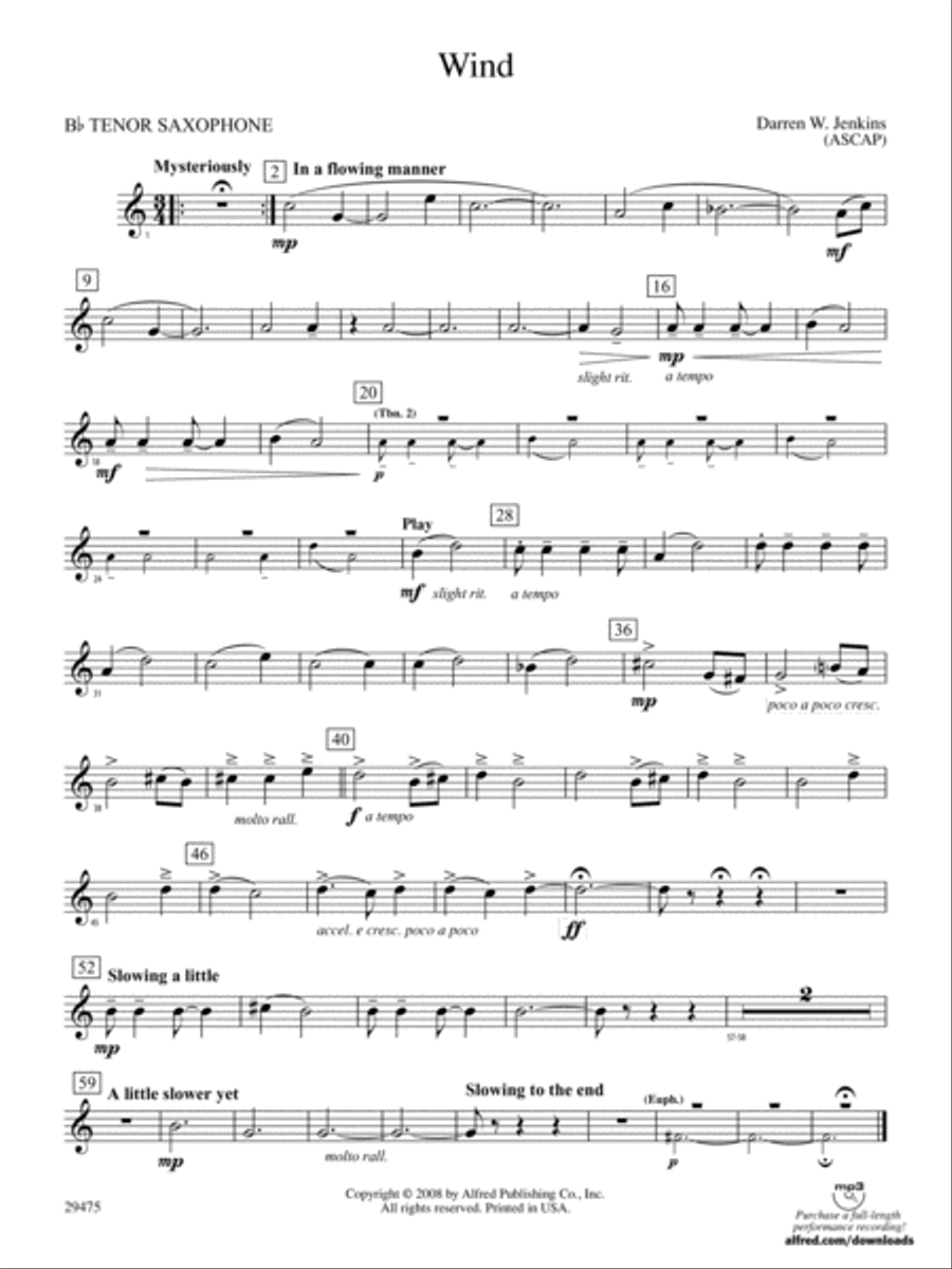 Wind: B-flat Tenor Saxophone Concert Band scores gallery preview page 1
