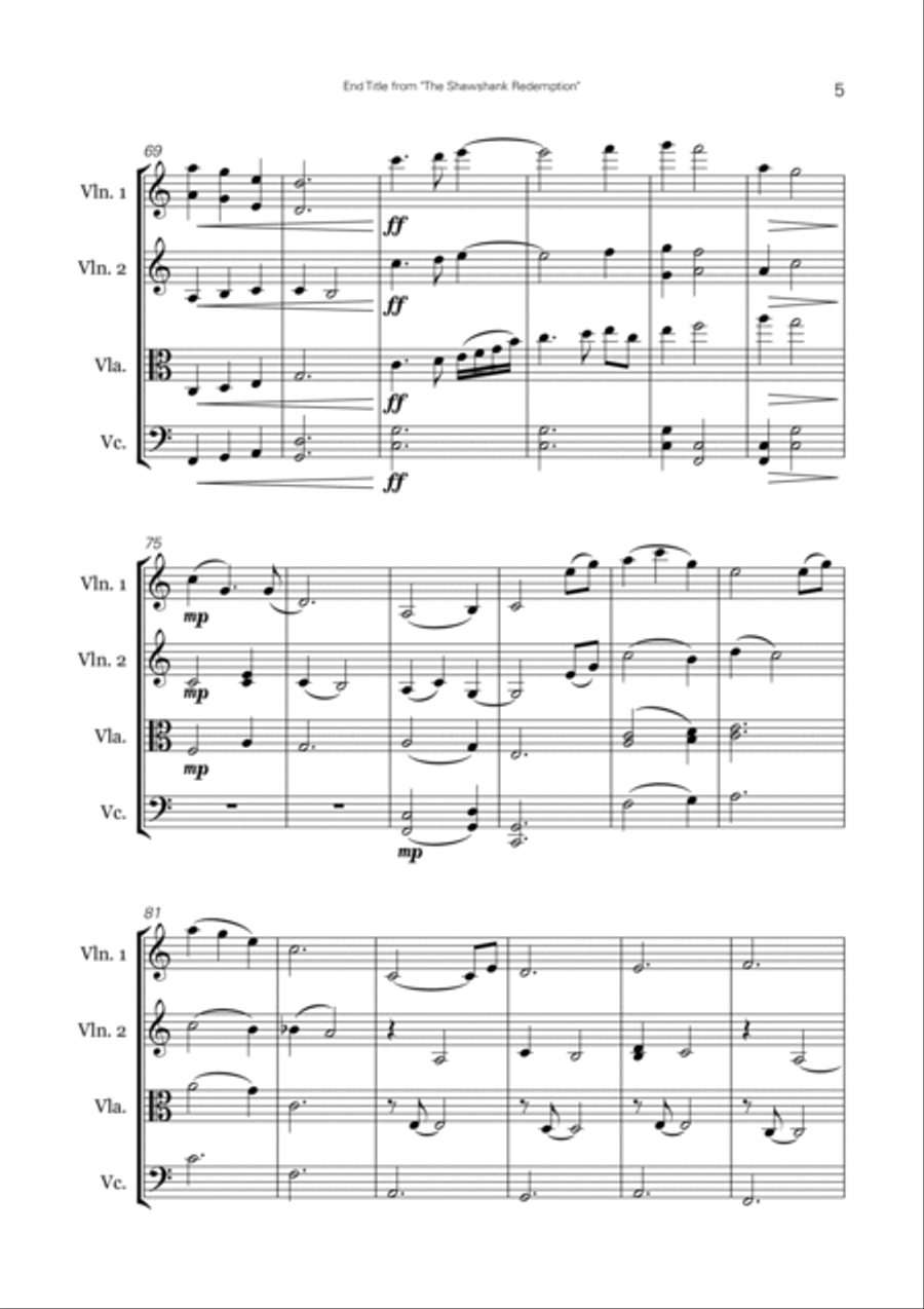 The Shawshank Redemption - End Title String Quartet scores gallery preview page 6