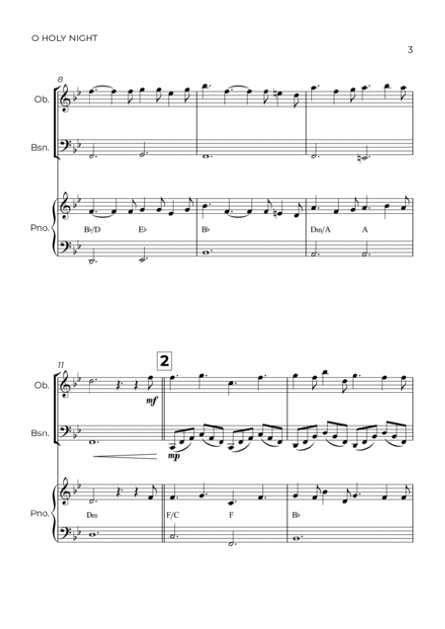 O Holy Night Woodwind Duet scores gallery preview page 3