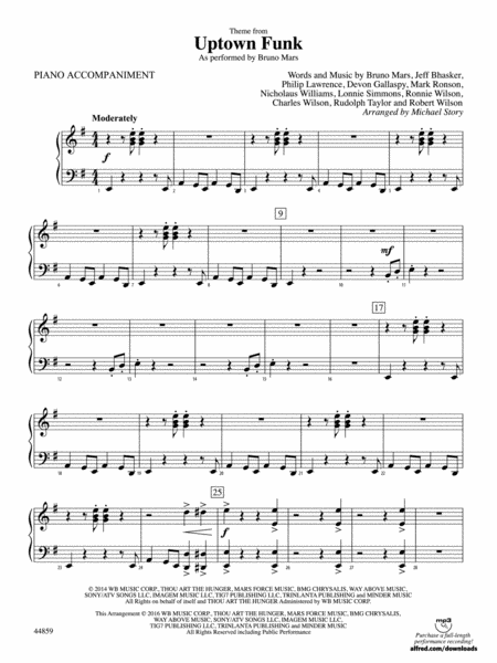 Uptown Funk, Theme from: Piano Accompaniment