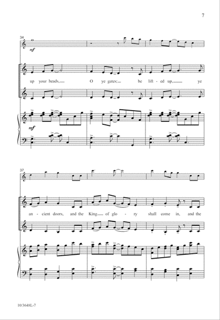 Lift Up Your Heads Unison Choir scores gallery preview page 7