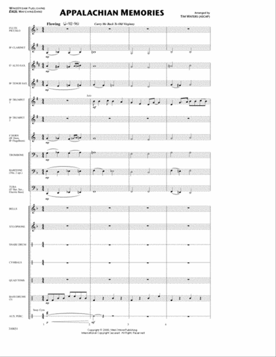 Appalachian Memories Appalachian Memories Marching Band scores gallery preview page 1