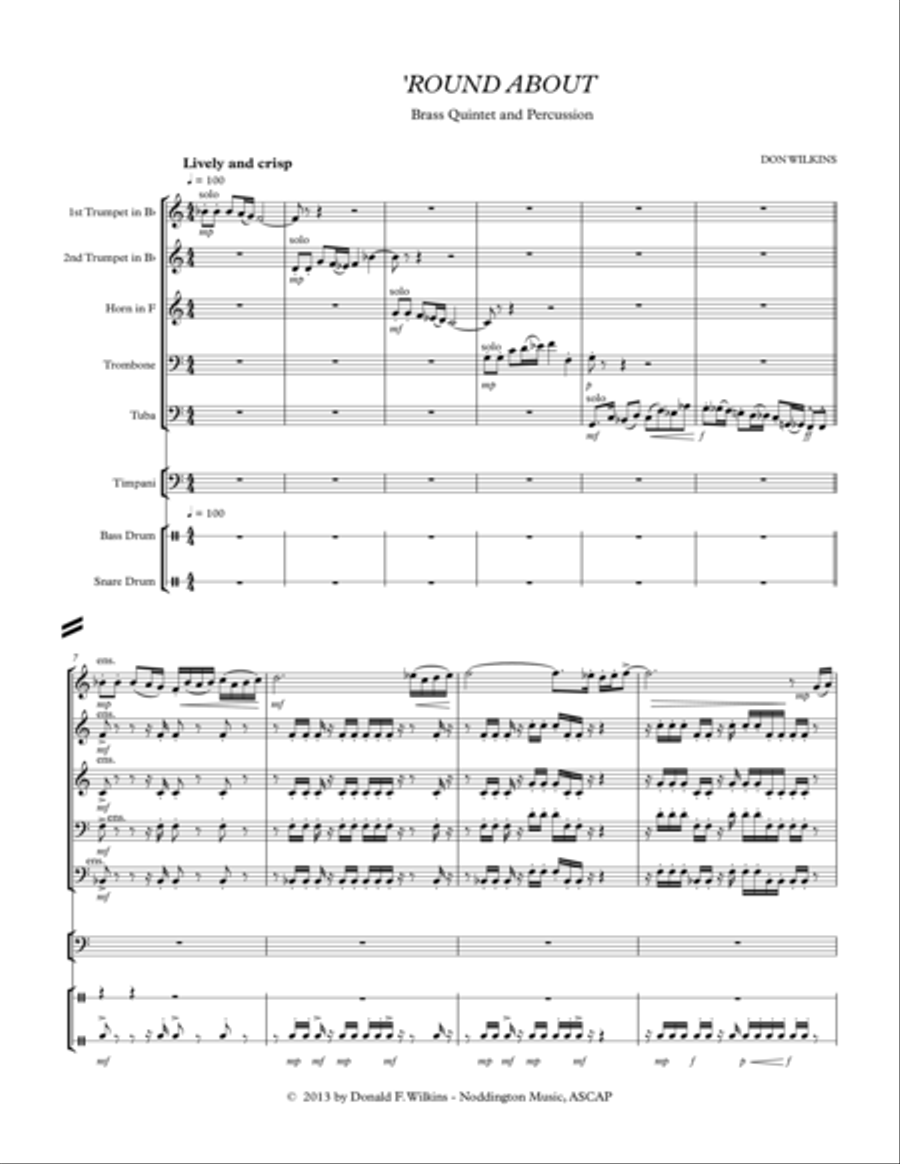 'Round About Percussion Ensemble scores gallery preview page 1