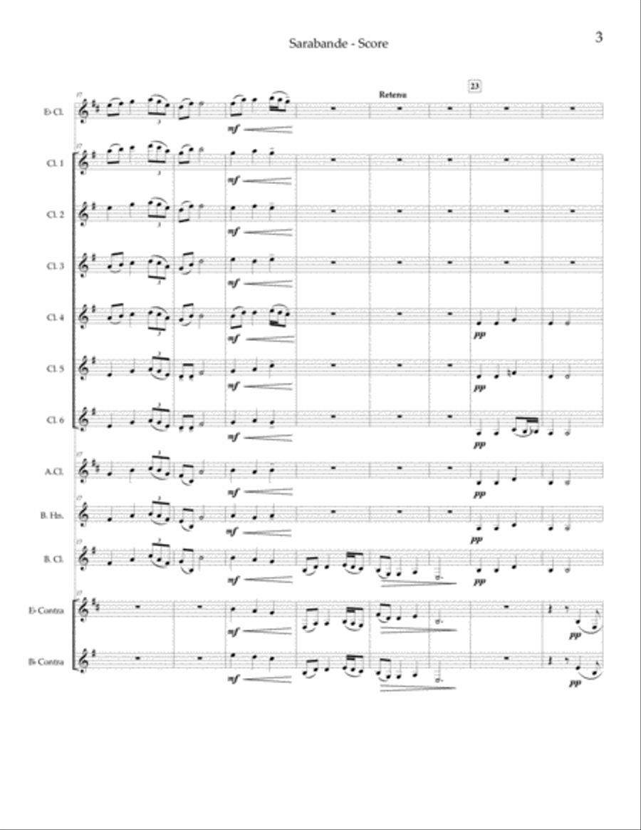 Sarabande (from Pour le Piano) Clarinet Choir scores gallery preview page 4