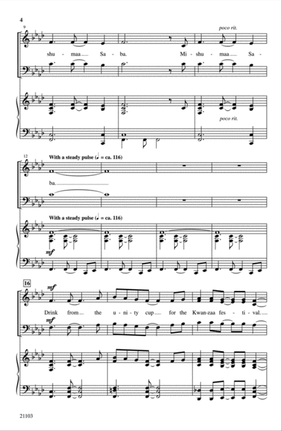 Drink from the Unity Cup (for the Kwanzaa Festival) Choir scores gallery preview page 3