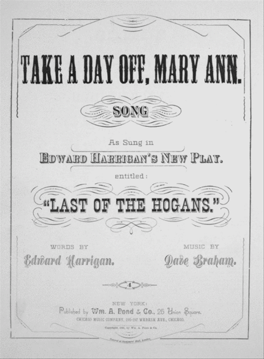 Take a Day Off, Mary Ann. Song Voice scores gallery preview page 1