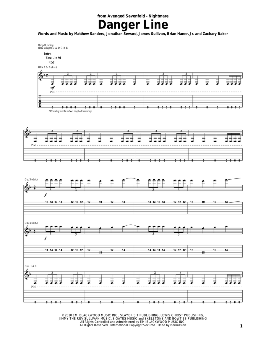 Danger Line Acoustic Guitar scores gallery preview page 1