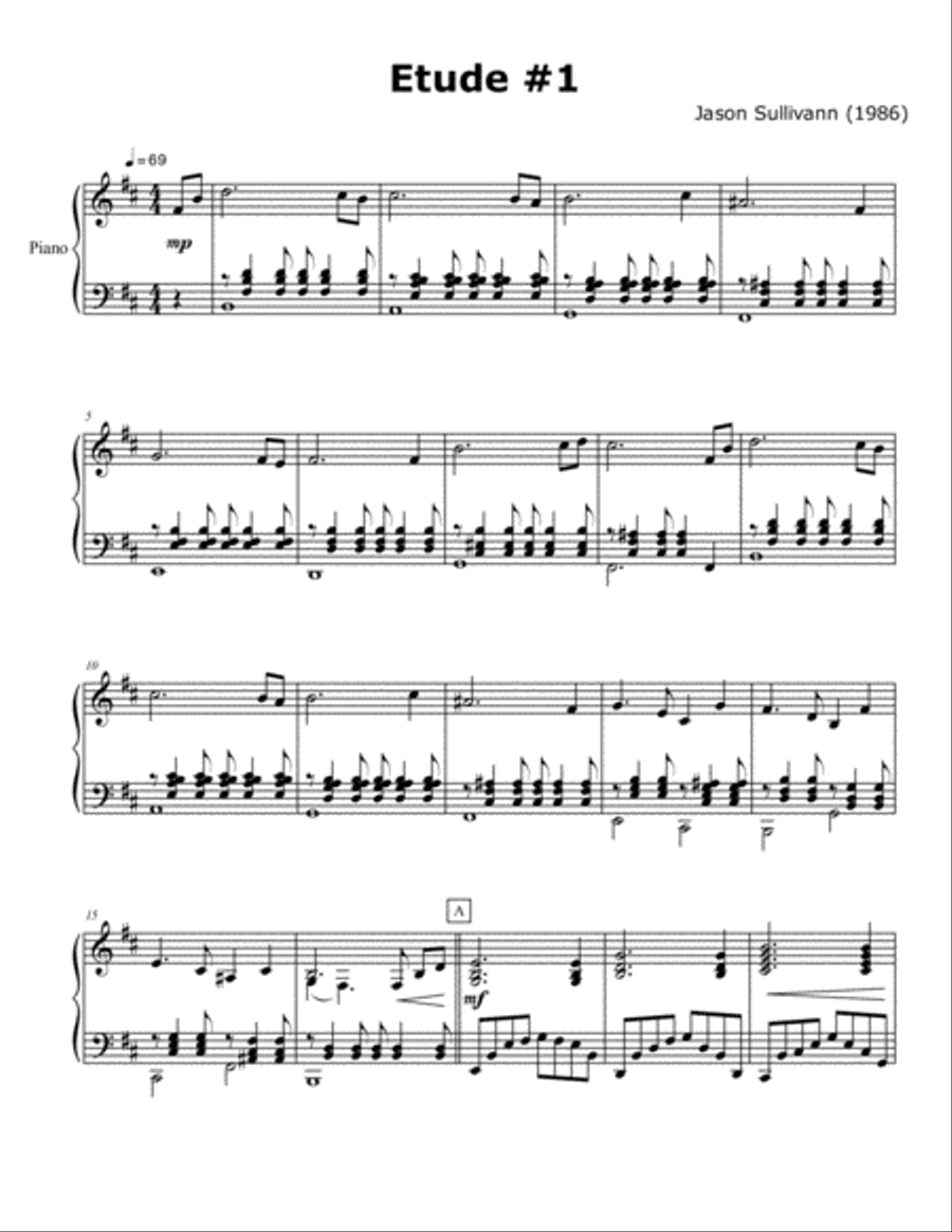 Etude no. 1 for Piano Etude no. 1 for Piano Piano Method scores gallery preview page 1