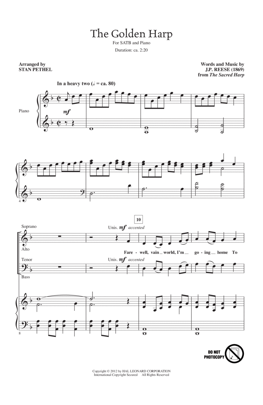 The Golden Harp The Golden Harp 4-Part scores gallery preview page 1