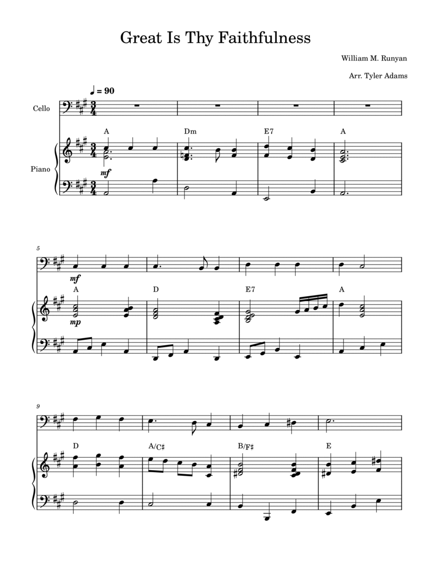 10 Hymns For Cello and Piano (Collection) Piano scores gallery preview page 1