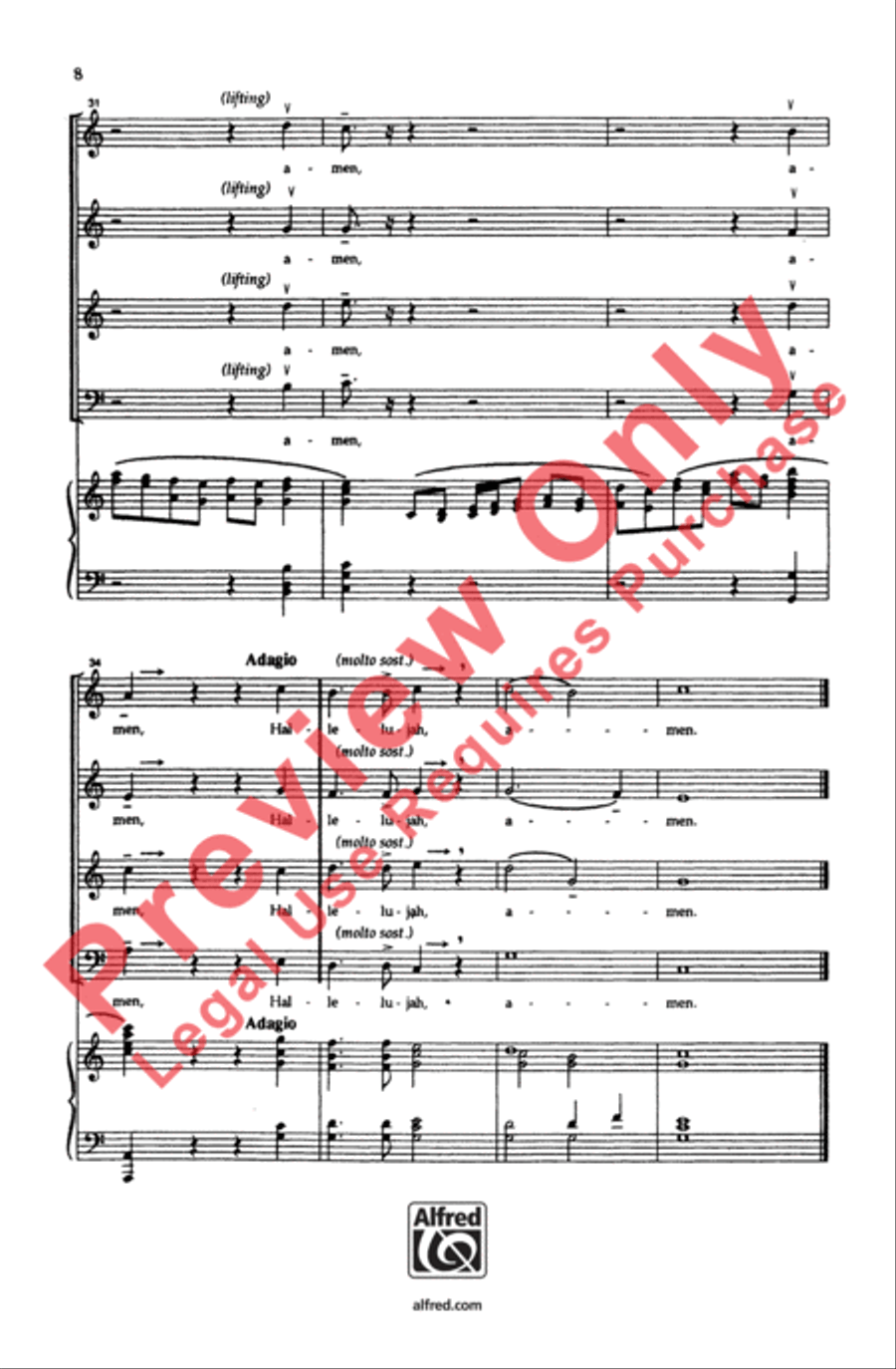 Hallelujah, Amen Hallelujah, Amen 4-Part scores gallery preview page 8