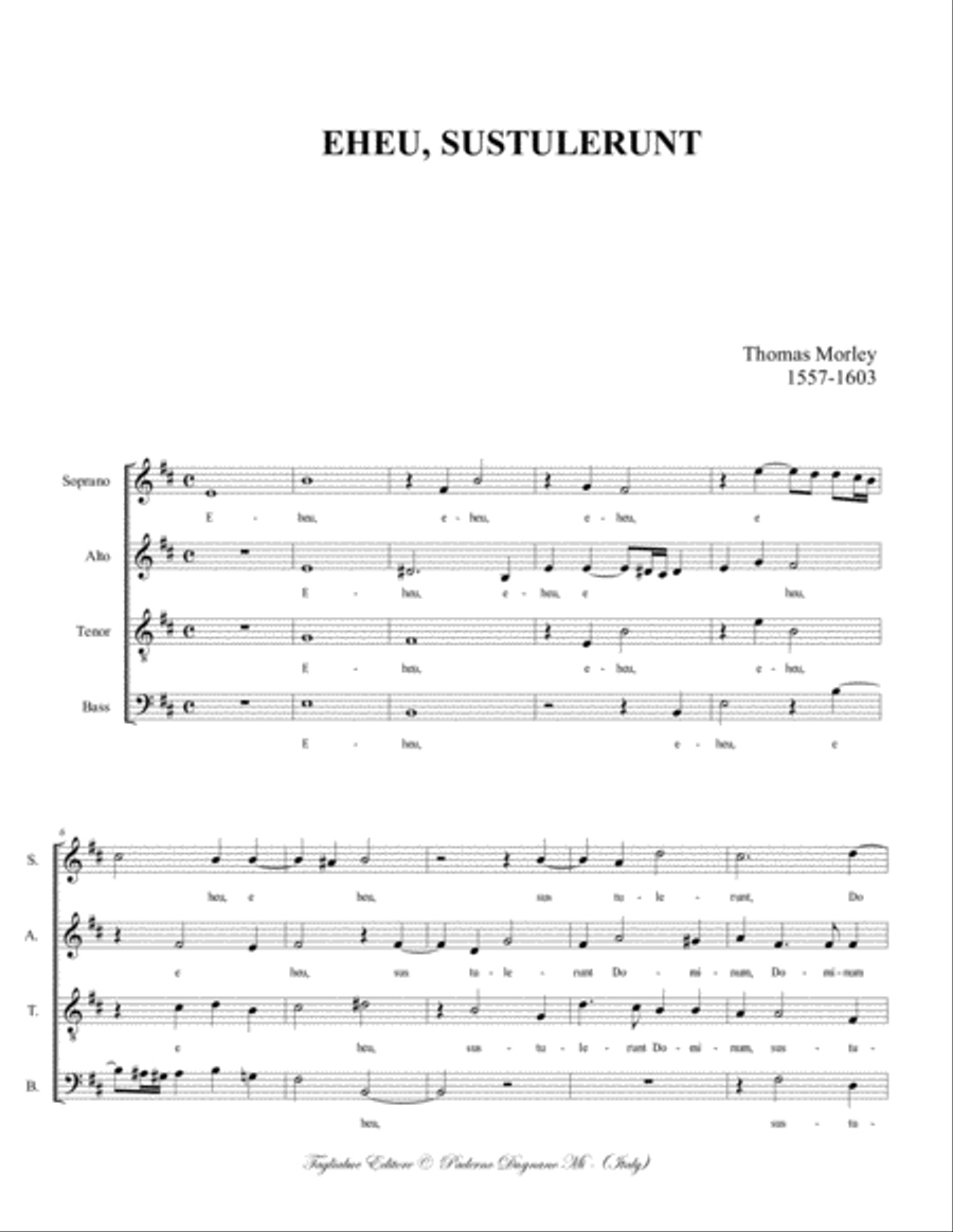 EHEU, SUSTULERUNT - Morley - For SATB Choir 4-Part scores gallery preview page 2