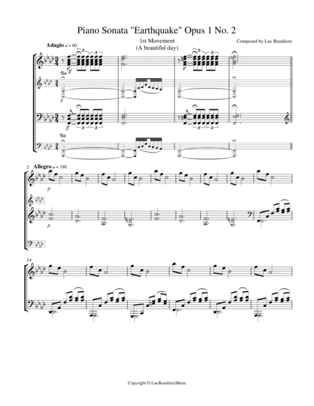 Beauliere's Piano Sonata, Op. 1, No. 2 (Earthquake)