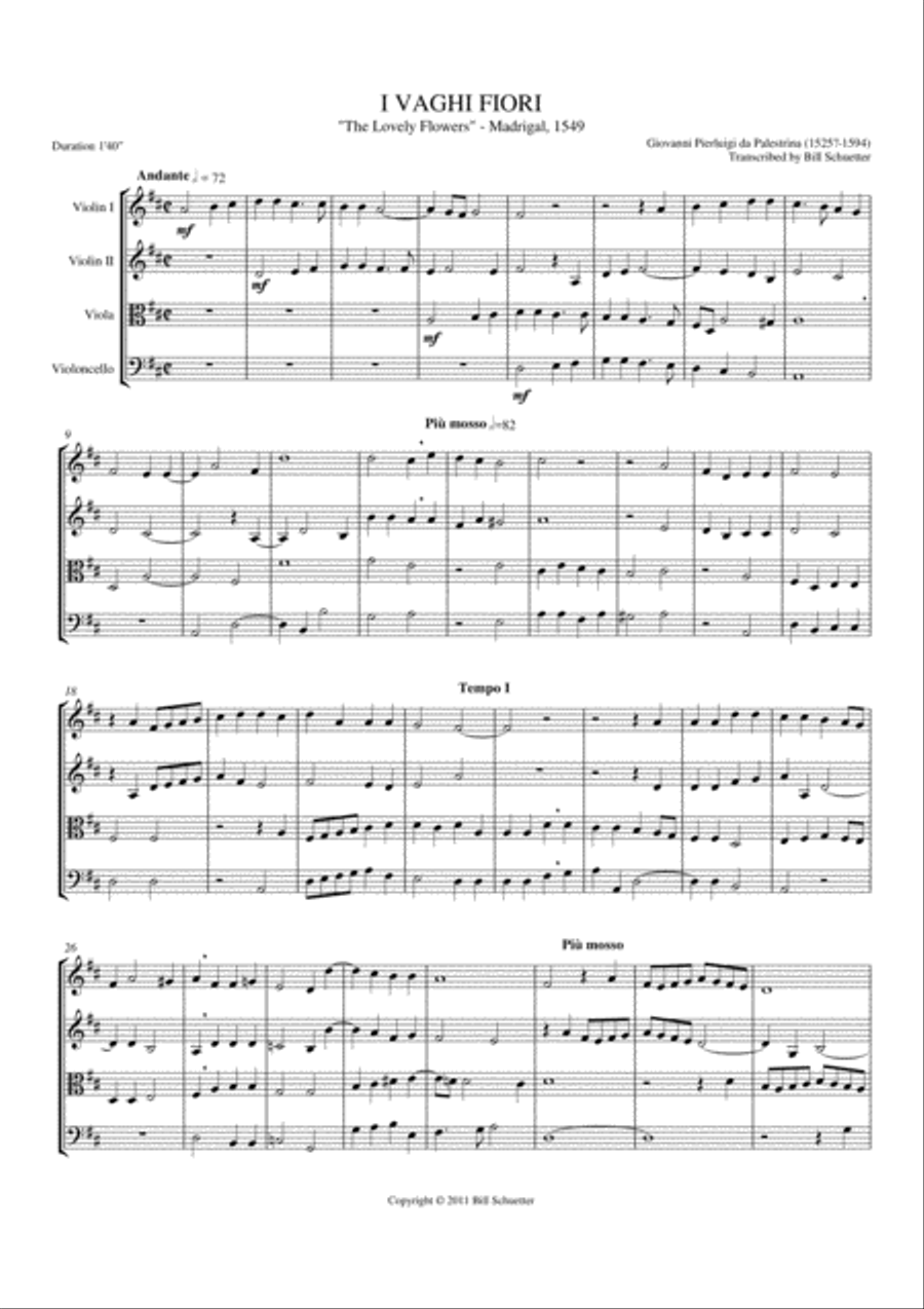 Vaghi Fiori Vaghi Fiori String Quartet scores gallery preview page 1