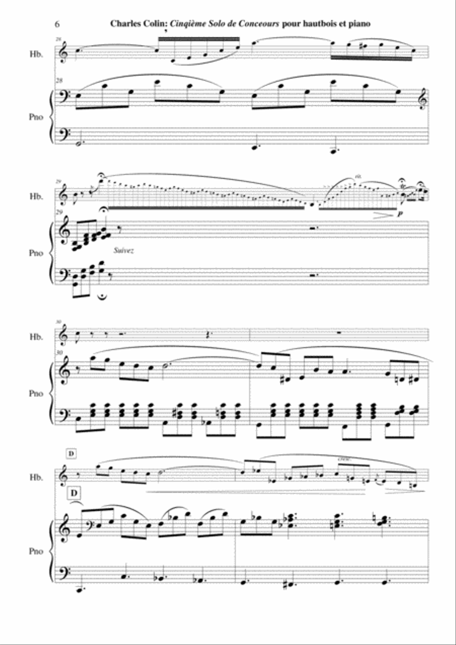 Charles Colin: Cinquième Solo de Concours, Opus 45 fro oboe and piano Piano scores gallery preview page 6