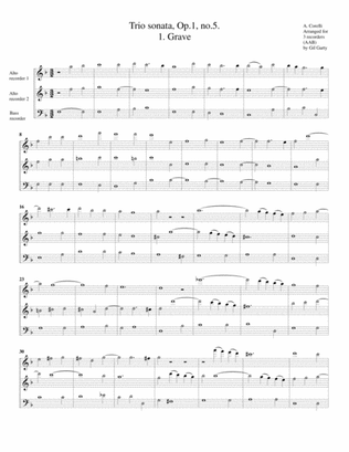 Trio sonata, Op.1, no.5 (arrangement for 3 recorders)