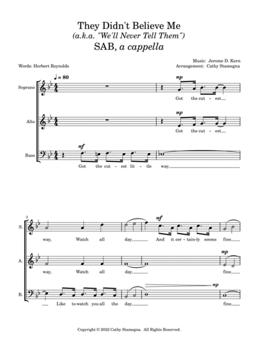 They Didn’t Believe Me (SAB, a cappella) image number null