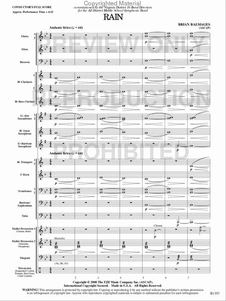 Rain Rain Concert Band scores gallery preview page 2