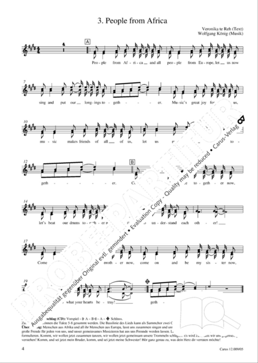Freundschaft mir Afrika. 15 deutsch-afrikanische Lieder Choir scores gallery preview page 5