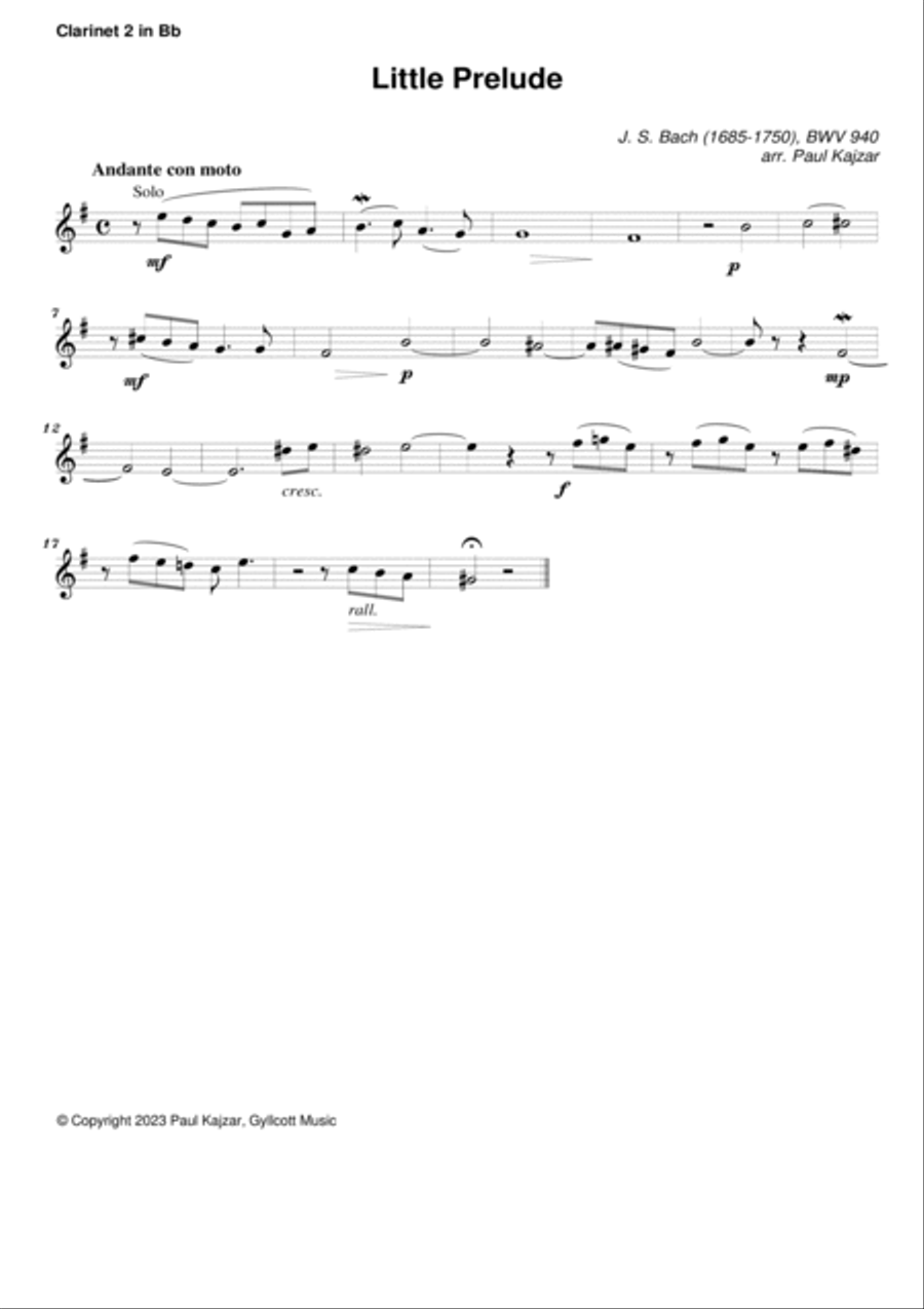 Little Prelude, BWV 940 (Clarinet Quartet) Clarinet Quartet scores gallery preview page 4
