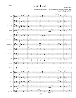 Niño Lindo. AGUINALDO VENEZOLANO. Intermediate level children full orchestra. - Score Only