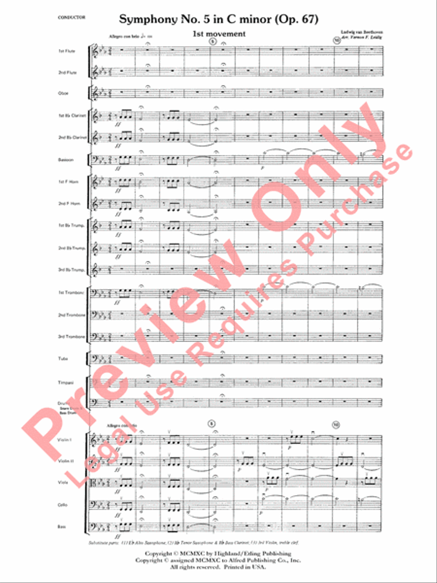 Beethoven's Symphony No. 5, 1st Movement Full Orchestra scores gallery preview page 4