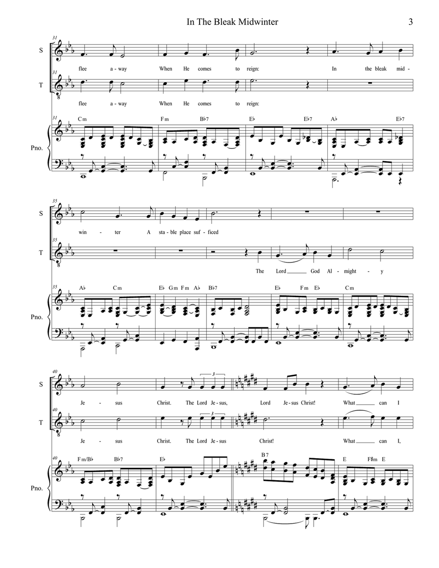 In The Bleak Midwinter (Duet for Soprano and Tenor Solo) Tenor Voice scores gallery preview page 3
