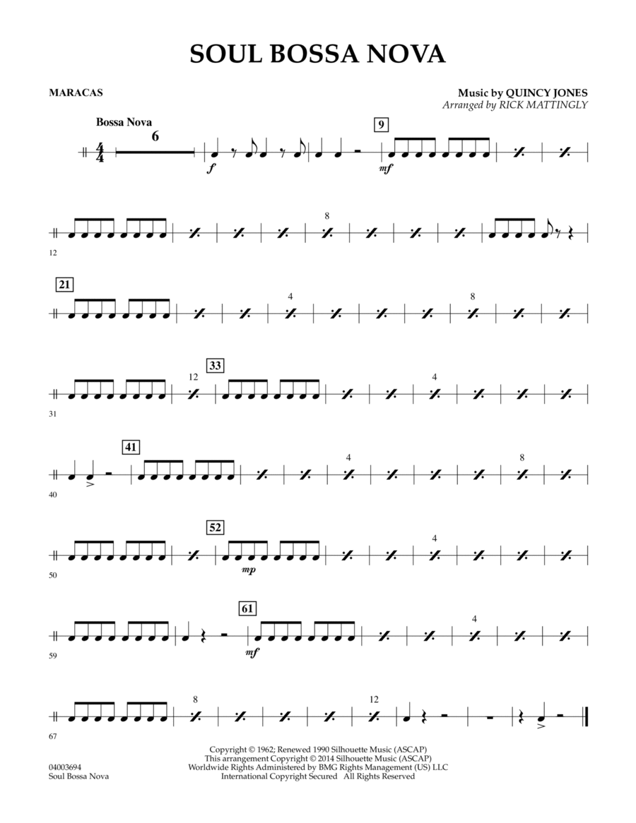 Soul Bossa Nova - Maracas Concert Band scores gallery preview page 1
