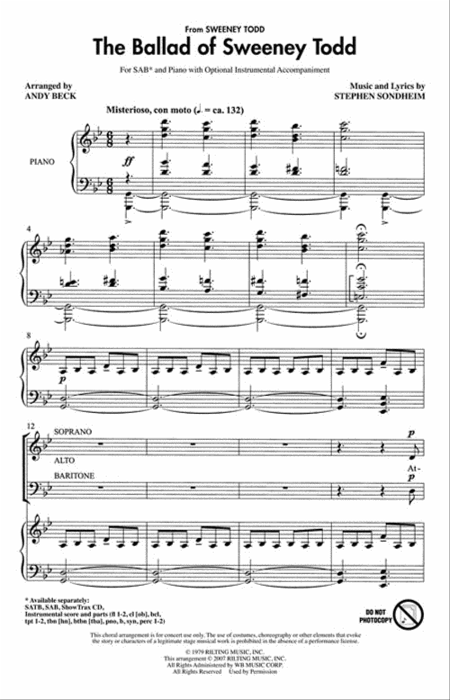 The Ballad of Sweeney Todd Choir scores gallery preview page 2