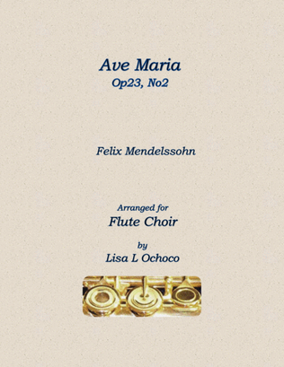 Book cover for Ave Maria Op23, No2 for Flute Choir